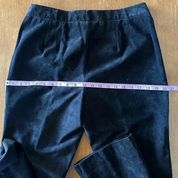 Vintage Lord & Taylor Suede Leather Pants. Black Size 8 - Picture 7 of 12